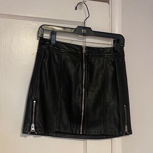 Express Black Faux Leather Mini Skirt with Front Zipper Detail